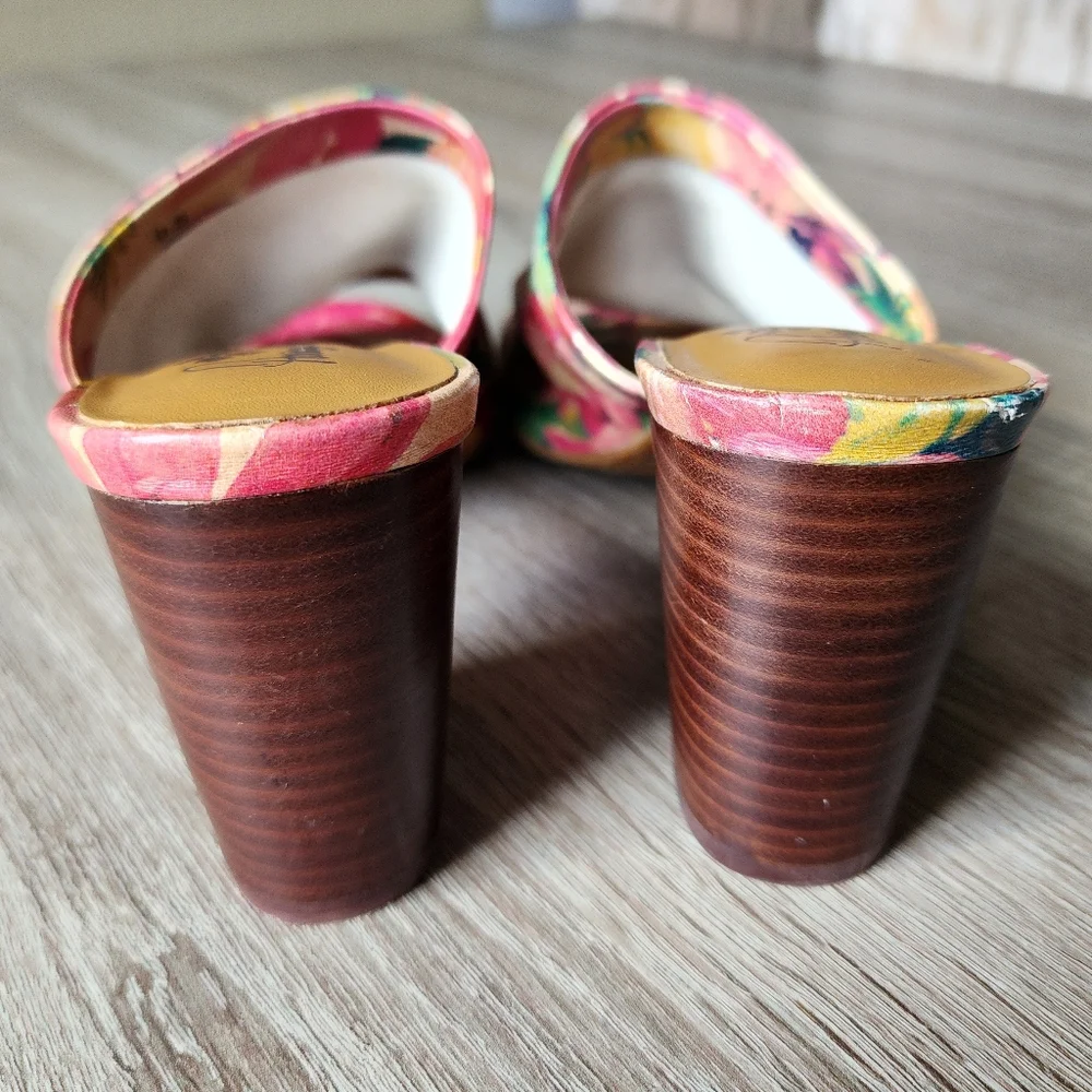 Patricia Nash Poema Leather Open Toe Mules Dress Sandals Size 9.5 - Picture 4 of 8